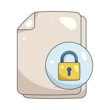 Illustration of document with a lock Illustrazione stock