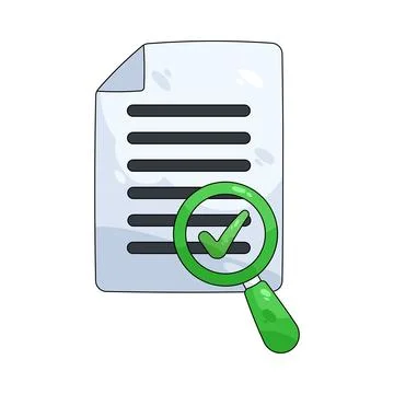 Illustration of document with a magnifying glass Illustrazione stock