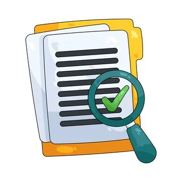 Illustration of document with a magnifying glass Illustrazione stock