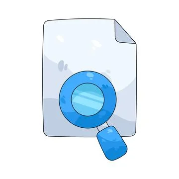 Illustration of document with a magnifying glass Stock Illustration