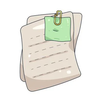 Illustration of document with notes and a paperclip Stock Illustration