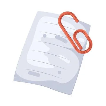 Illustration of Document With Paperclip 스톡 일러스트