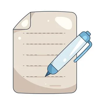 Illustration of document with a pen 스톡 일러스트
