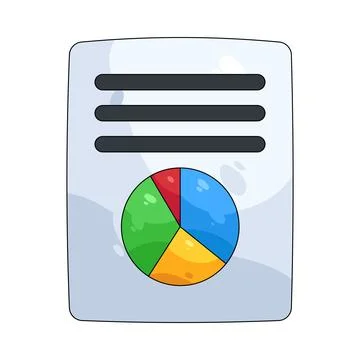 Illustration of document with a pie chart Stock Illustration