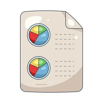 Illustration of document with a pie chart Stock Illustration