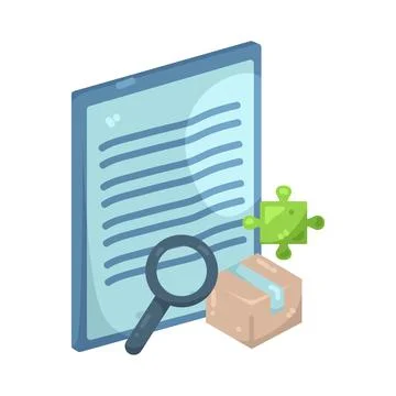 Illustration of Document Search and Analysis Stock Illustration