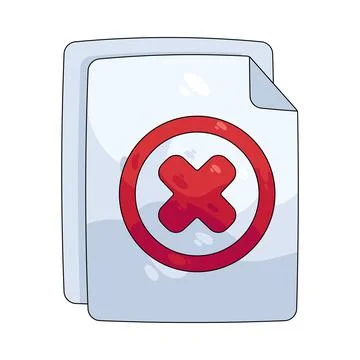 Illustration of document with an X mark Stock Illustration