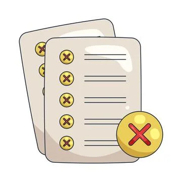 Illustration of document with an X mark Illustrazione stock