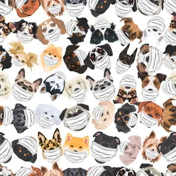 Illustration dogs with respirator pattern. Stock Illustration