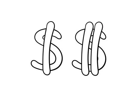 Illustration of a dollar sign in two different styles Stock Illustration