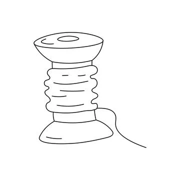 Illustration of doodle spool with threads on white Stock Illustration