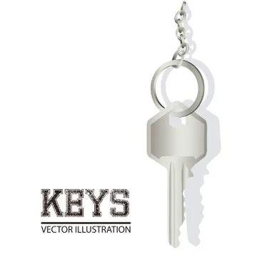 Illustration of door keys hanging from a string, vector illustration Stock Illustration