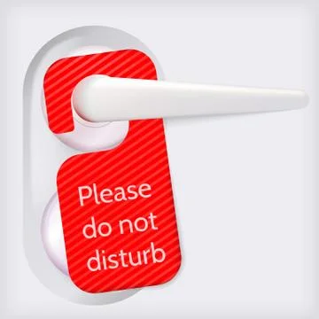 Illustration of doorknob with red label Stock Illustration