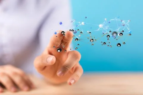 Illustration of dots connected by lines as cloud storage data Stock Photos