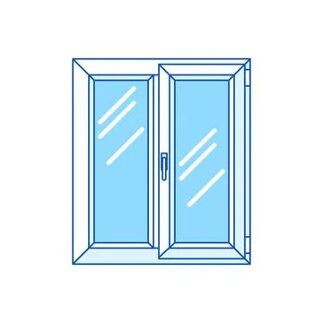 Illustration double glazed window. PVC plastic profile. Ilustración de archivo