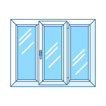 Illustration double glazed window. PVC plastic profile. Ilustración de archivo