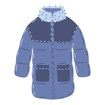 Illustration of down jacket. Warm winter clothes for walks. Stock Illustration
