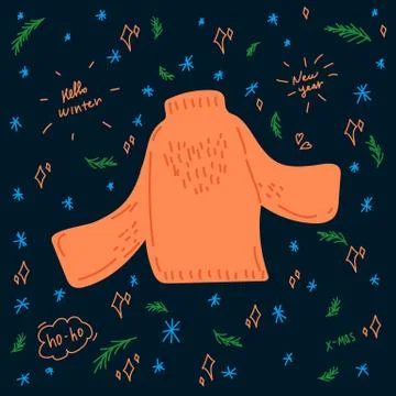 Illustration drawn in vector for the new year 2021 with a sweater. Picture with Stock Illustration