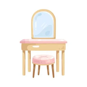 Illustration of dressing table with stool Ilustração Stock