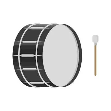 Illustration of a drum with a drumstick Stock Illustration
