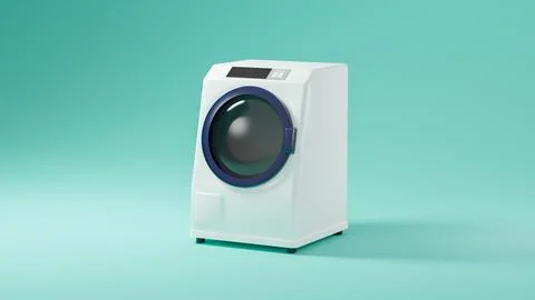 Illustration of a drum-type washing machine drawn at 3DCG. Stock Illustration