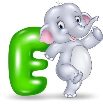 Illustration of E letter for Elephant Stock Illustration