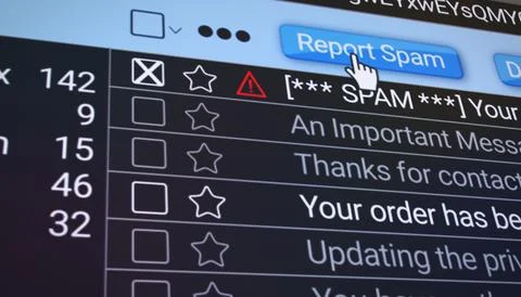 Illustration of an e-mail inbox folder in the internet browser with a spam. Stock Illustration
