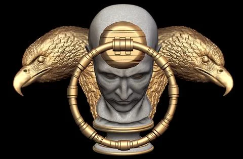 Illustration, eagles, head, man,3D graphics, digital graphics, creative, images, Stock Illustration