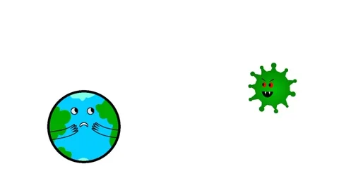 Illustration of earth attack by corona virus Stock Footage 303474496