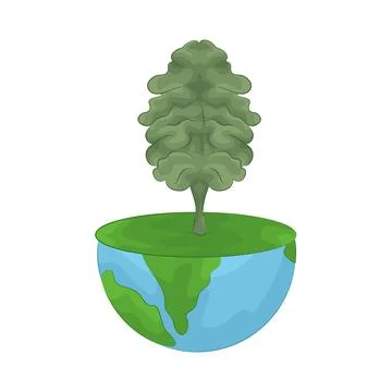 Illustration of Earth on the Tree 스톡 일러스트