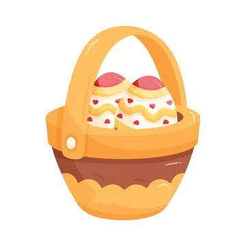 Illustration of easter basket with decorated eggs Stock Illustration