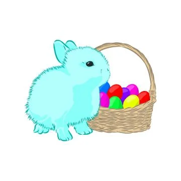 Illustration Easter bunny rabbit with basket eags Stock Illustration