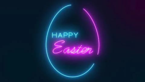 Illustration of an Easter greeting card in neon blue and neon magenta. 库存插图