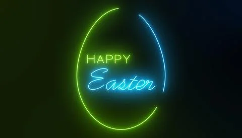Illustration of an Easter greeting card in neon green and neon blue. 库存插图