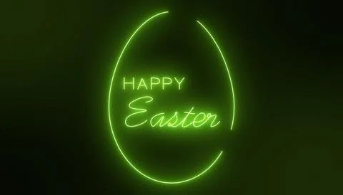 Illustration of an Easter greeting card in neon green. Stock Illustration