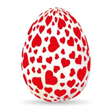 Illustration of an Easter themed wallpaper with a red egg with hearts Stock Illustration