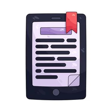 Illustration of ebook reader with a bookmark Illustrazione stock