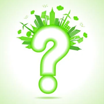 Illustration of ecology concept with question mark- save nature Stock Illustration