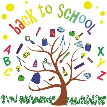 Illustration of education object in wisdom tree back to school Stock Illustration
