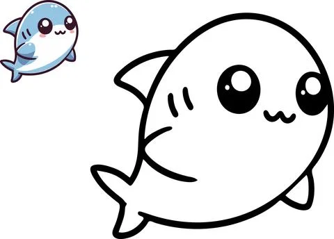 Illustration of educational coloring book vector , cute cartoon shark Stock Illustration