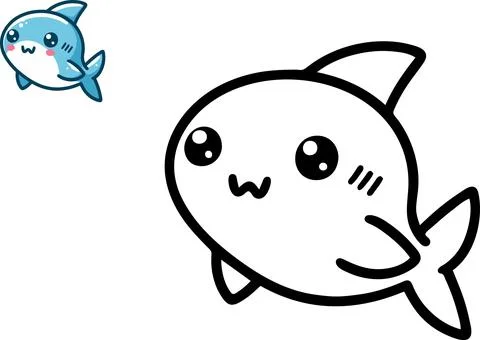 Illustration of educational coloring book vector , cute cartoon shark Stock Illustration