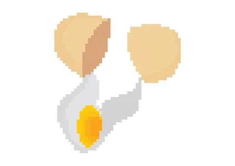 Illustration of an egg that is split in half with pixel theme Stock Illustration