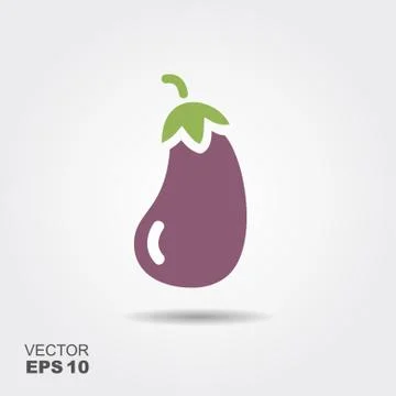 Illustration of eggplant flat icon with shadow Stock Illustration