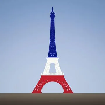 An illustration of the Eiffel Tower Paris in national colors symbol Stock Illustration
