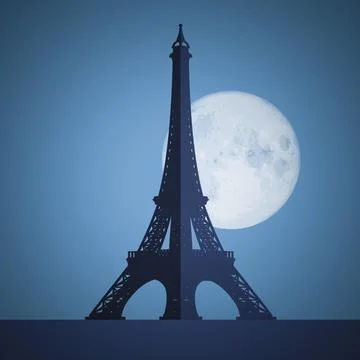 An illustration of the Eiffel Tower Paris by night Stock Illustration