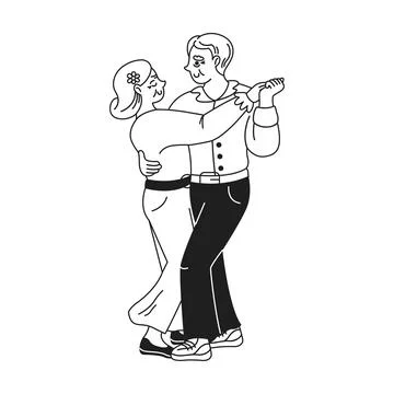 Illustration of Elderly Couple Dancing Stock Illustration