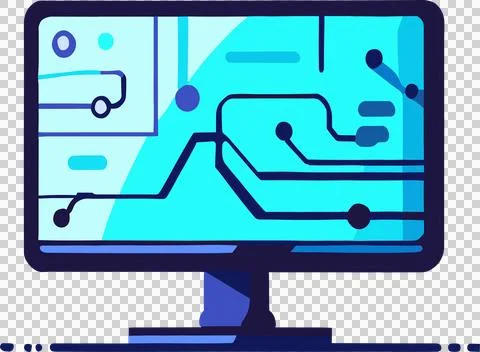 Illustration of electronic blueprint on a computer screen Stock-Illustration
