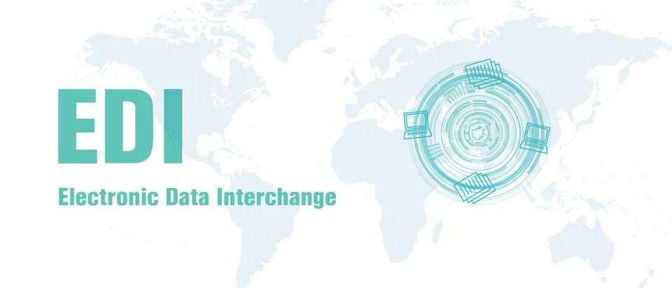 Illustration of Electronic Data Interchange software system background 스톡 일러스트
