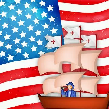 Illustration of elements of Columbus Day Background Stock Illustration