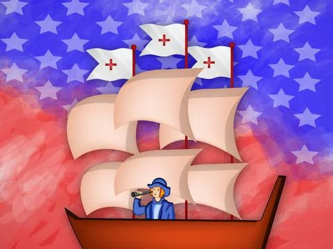 Illustration of elements of Columbus Day Background Stock Illustration